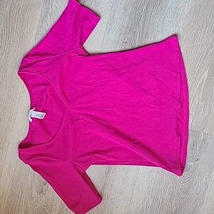 H&M womens hot pink 1/4th sleeve Size Large